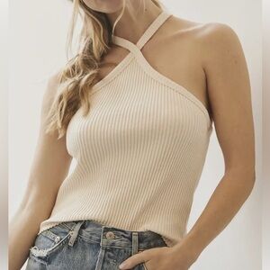 T.LA anthropologie cream ribbed halter